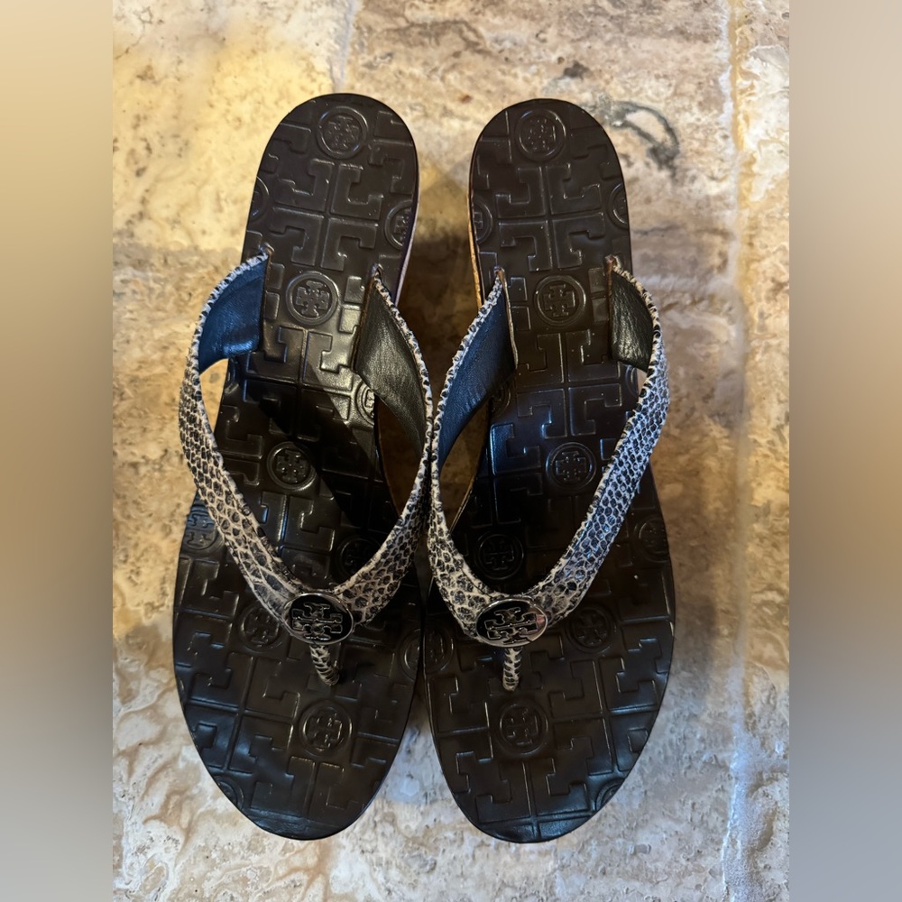 Tory Burch snakeskin wedge sandals